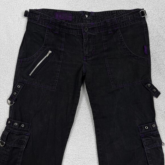 Vintage Tripp NYC Plaid Bondage Pants Mall Goth Wide Flare Leg Y2K Hot Topic - Picture 3 of 16